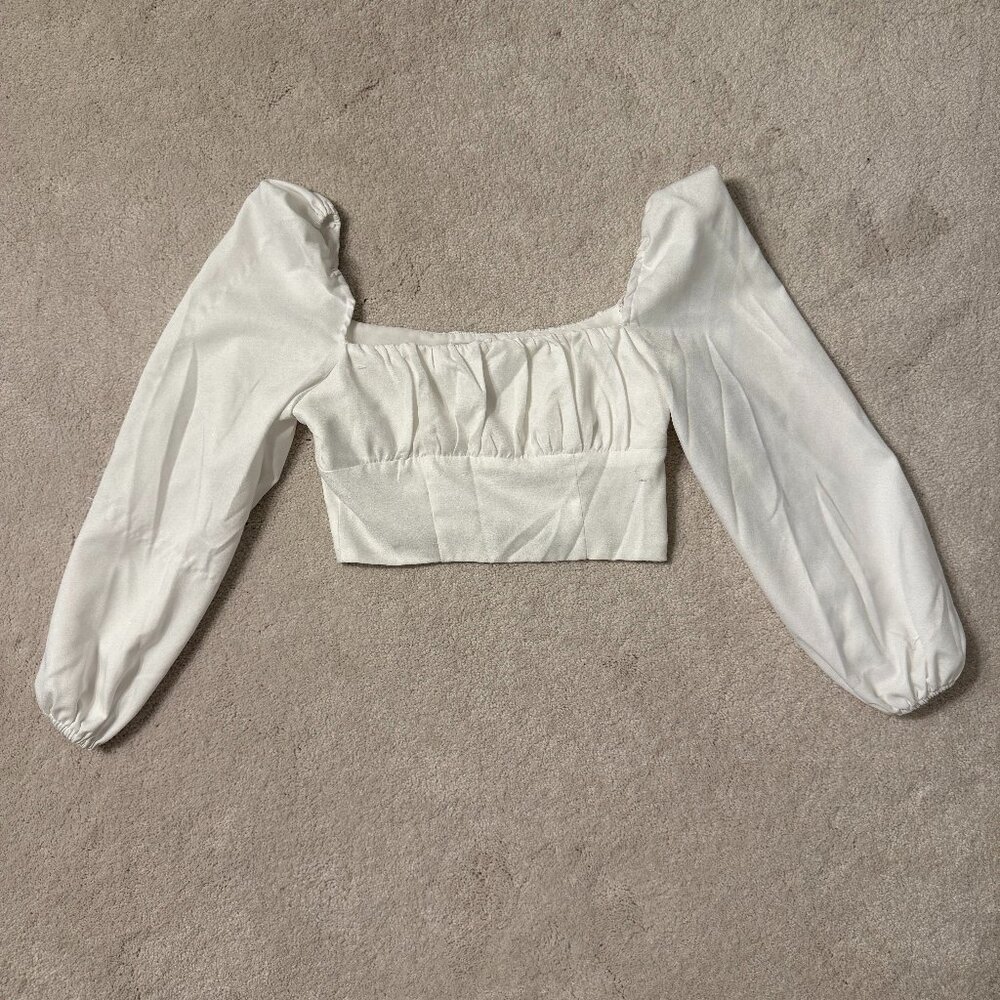 White Cropped Long Sleeve